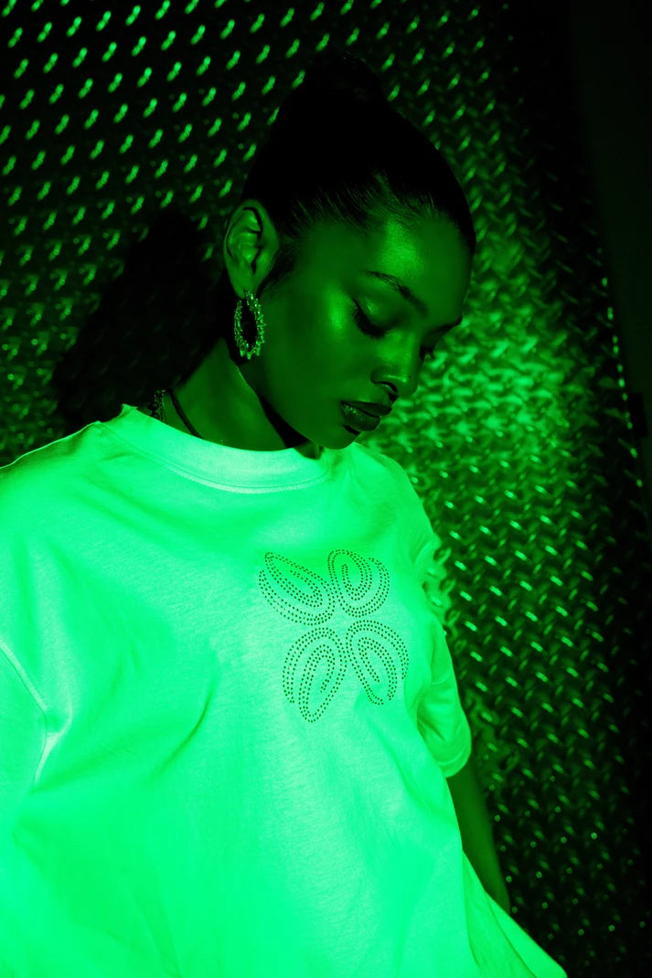 Only One Butterfly Rhinestone Tee White