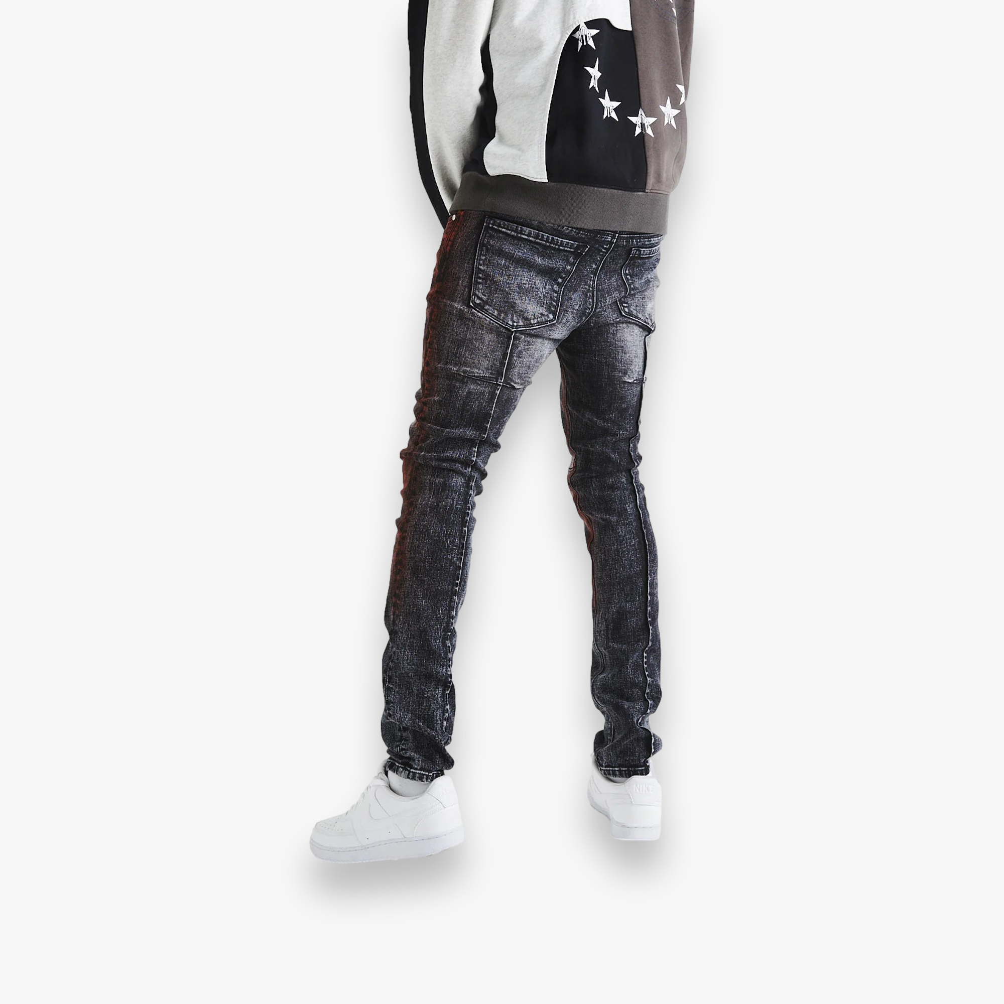 Clayton Charcoal Acid Wash Red Skinny Jean