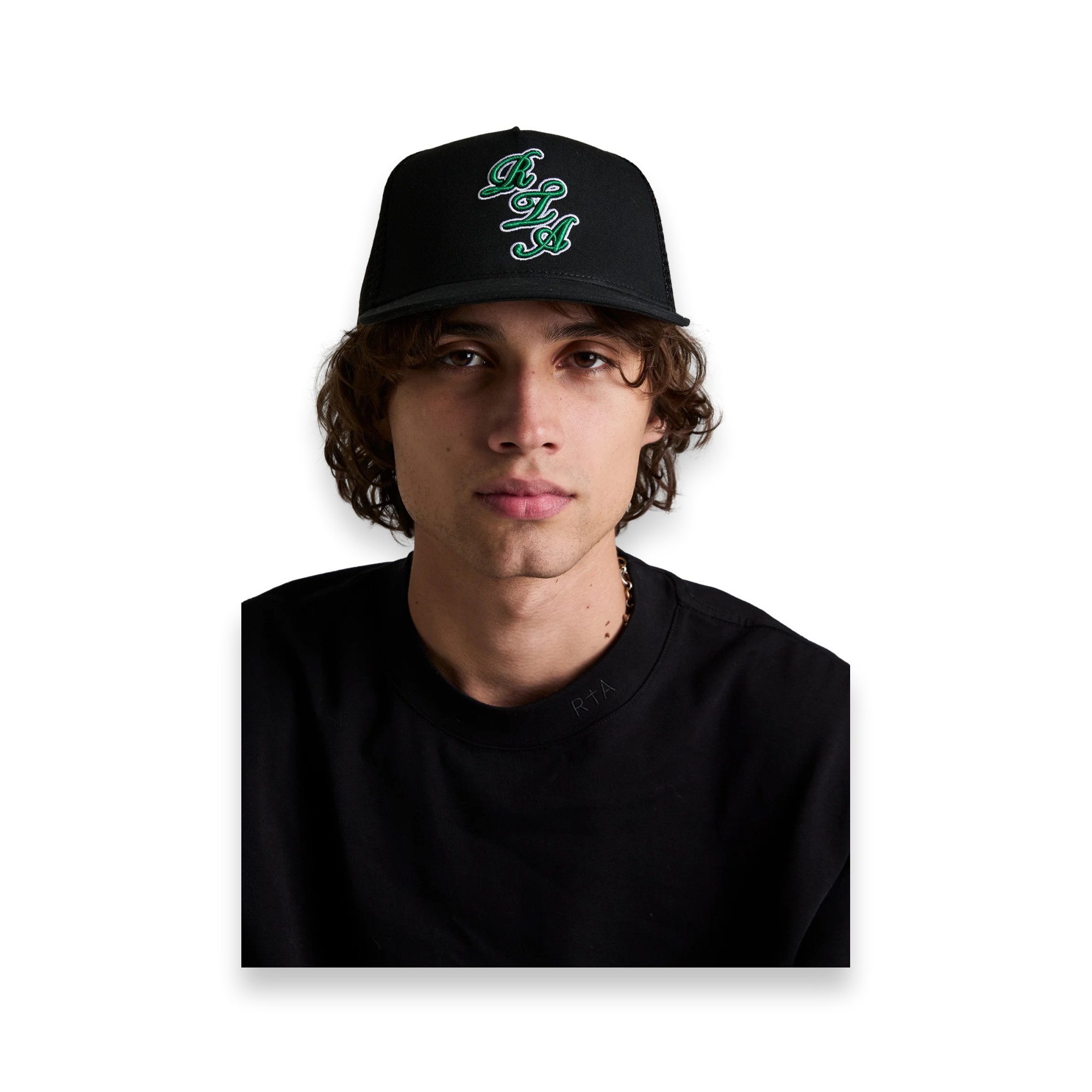 Men Gideon Black Green Script Logo Hat