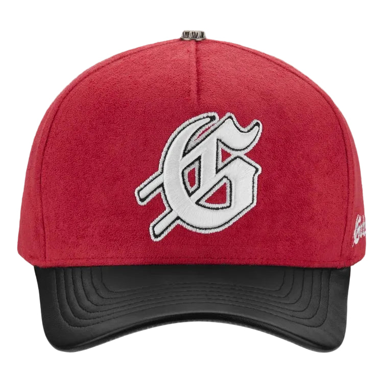 Insignia Leather Red Black Suede Hat