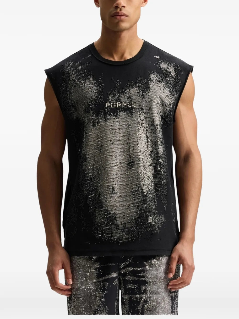 Worn Crystals hotfix-detail textured vest