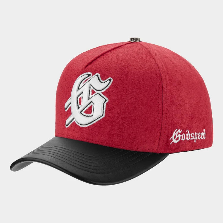 Insignia Leather Red Black Suede Hat