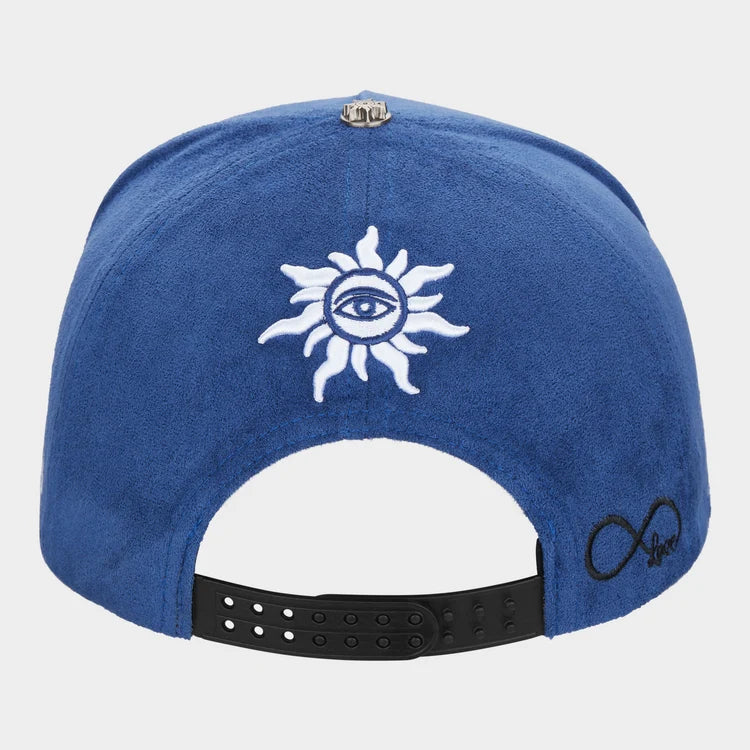 Insignia Leather Royal Black Suede Hat -Blue