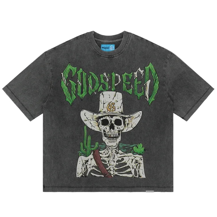 Godspeed New York-Goldie Grey Wash NG T-shirt-Gray