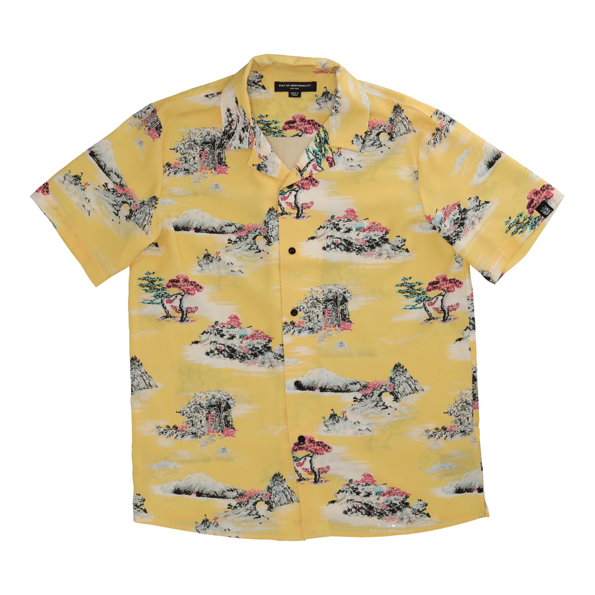 Cuban Short Sleeve Wo9ven Shirt Yellow