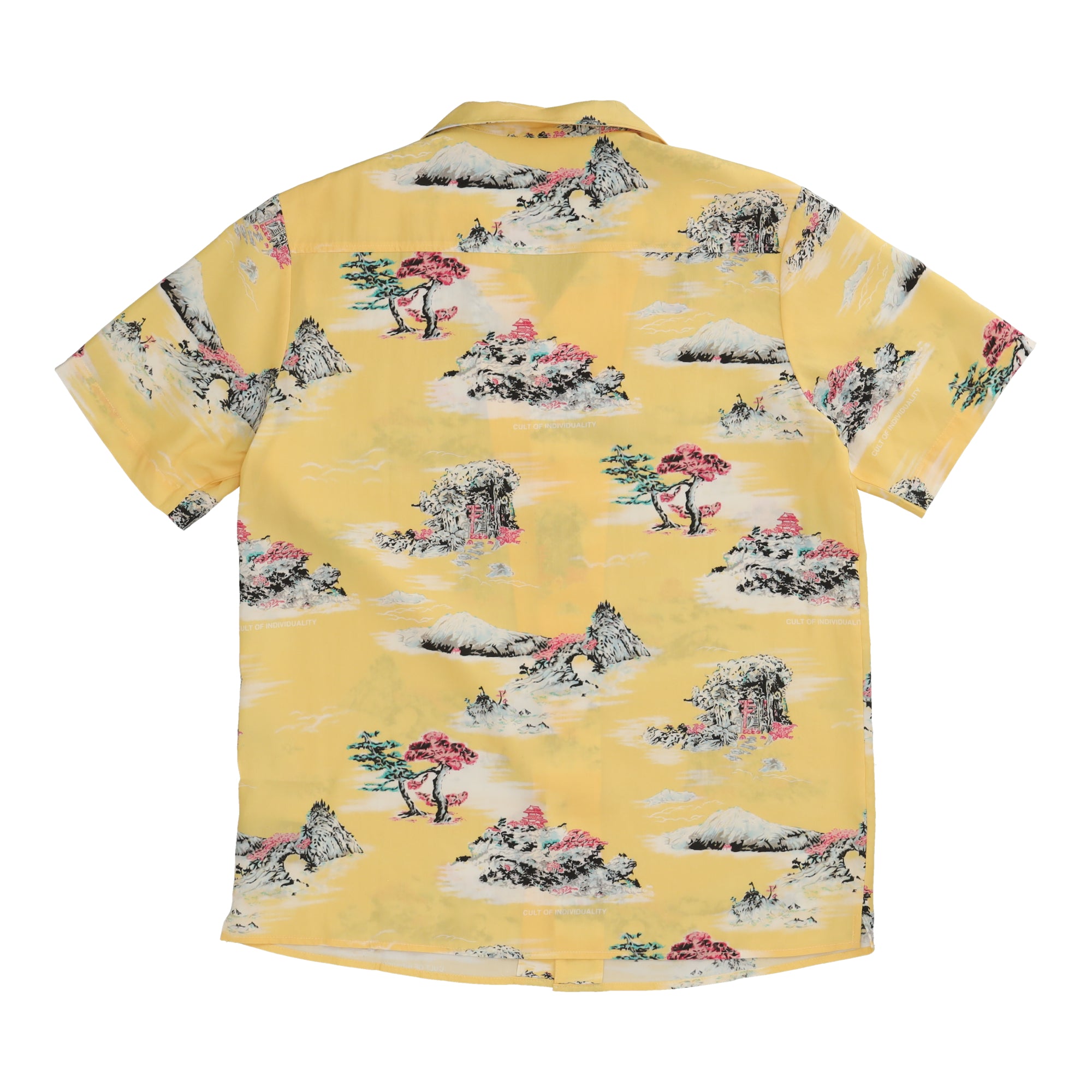 Cuban Short Sleeve Wo9ven Shirt Yellow