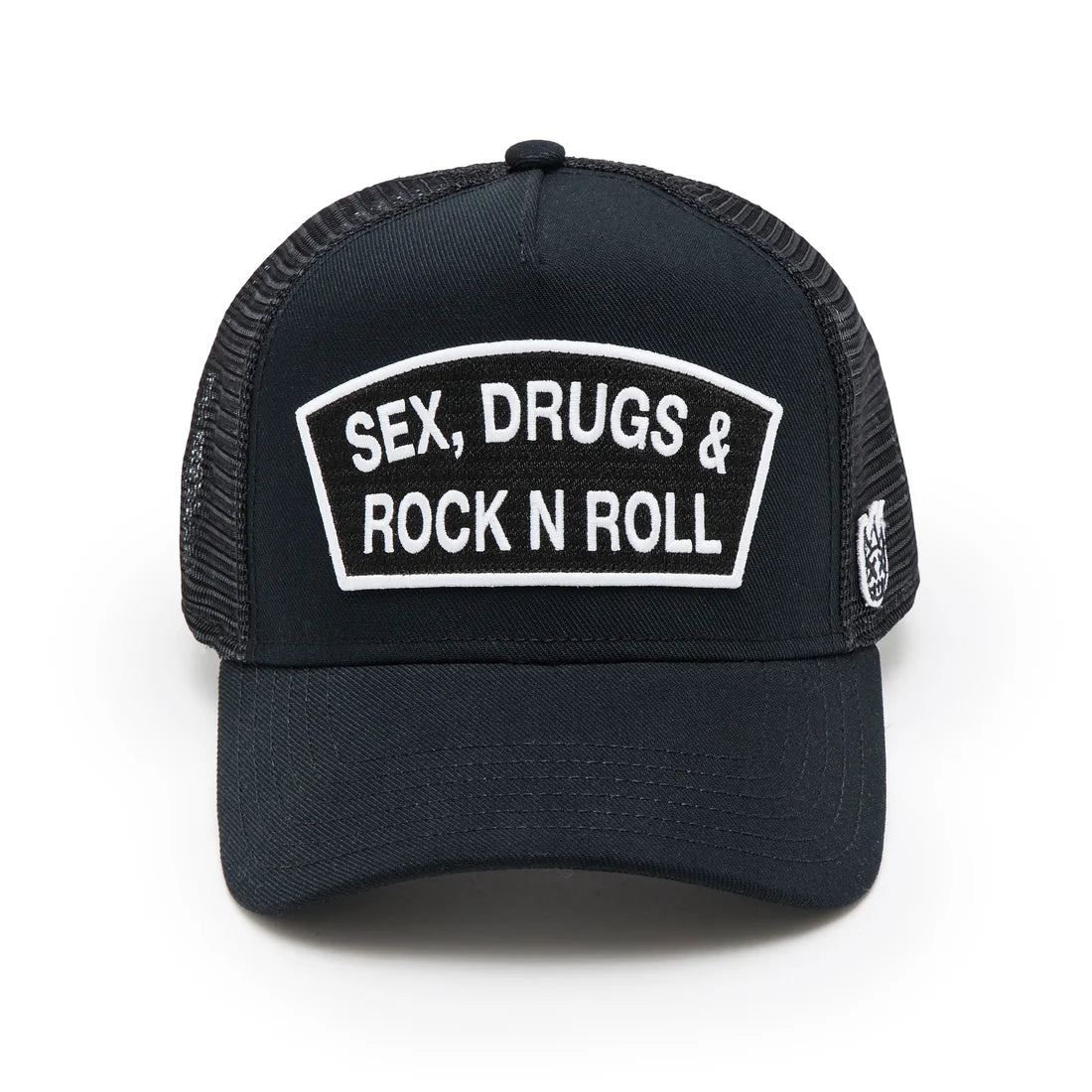LOGO MESH BACK "SEX DRUGS ROCK N ROLL" TRUCKER HAT