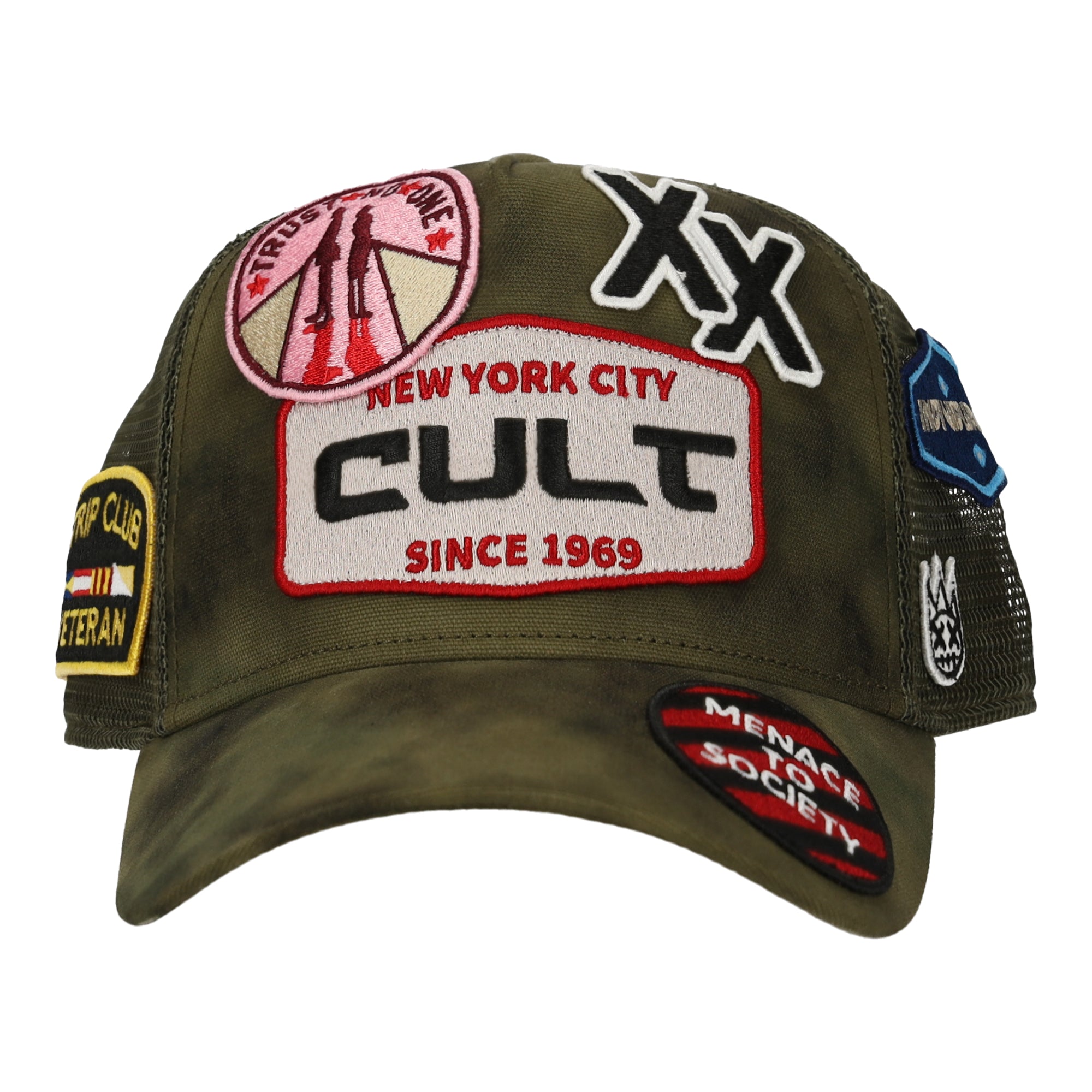 Patch Mesh Back Trucker Green Hat