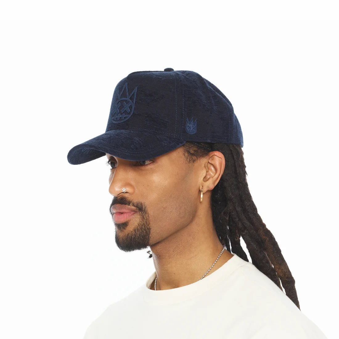 Cult Of Individuality-A FRAME CURVED VISOR TRUCKER HAT-Navy