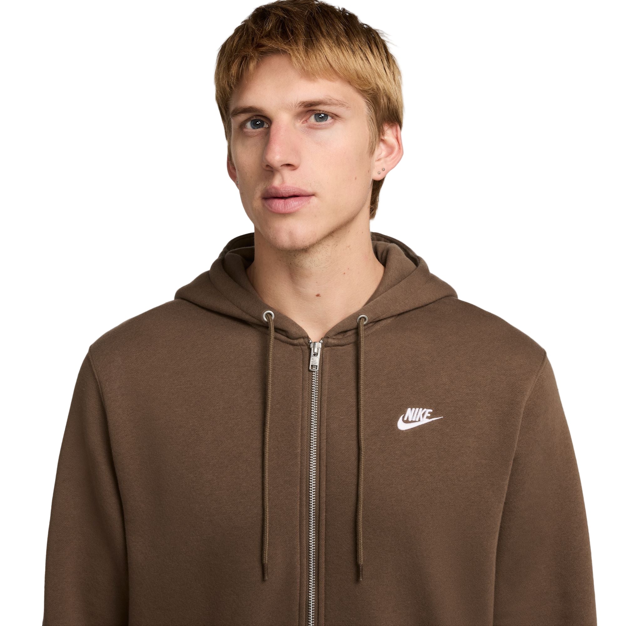 Sportswear Club Brown Fleece Full Zip Hoodie