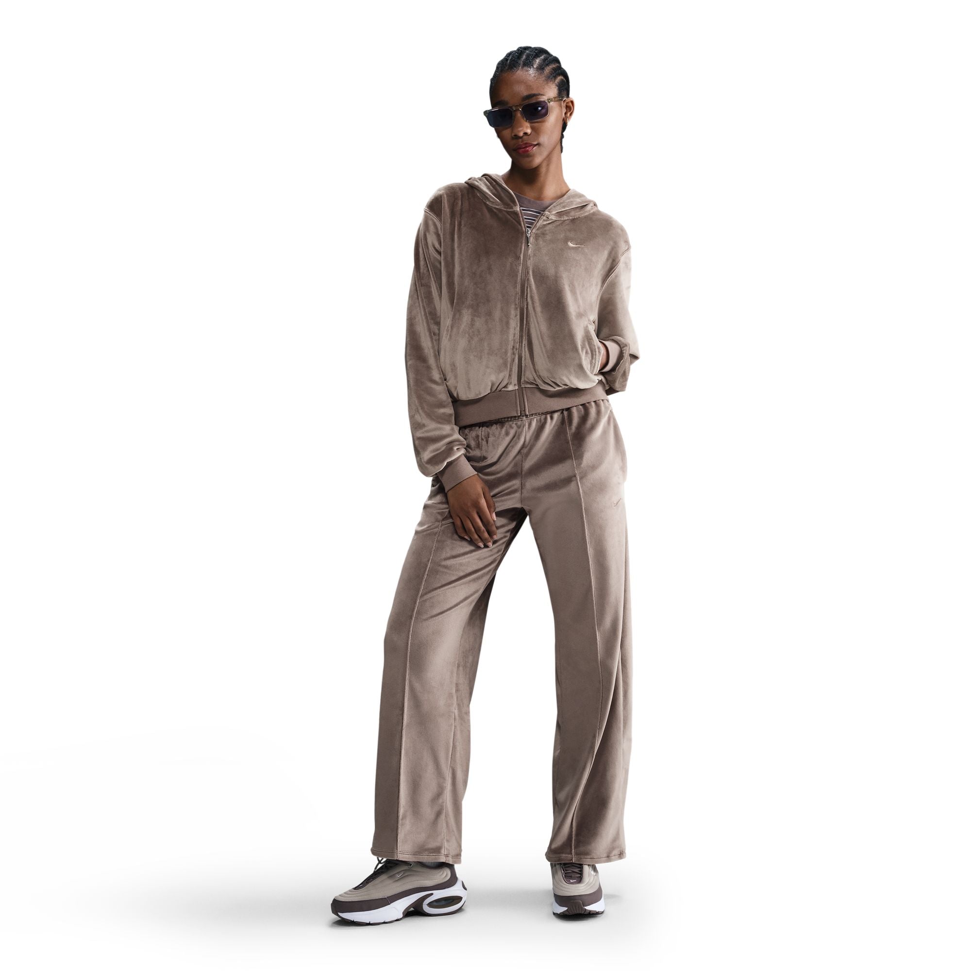 Chill Knit Loose Velour Full-Zip Hoodie