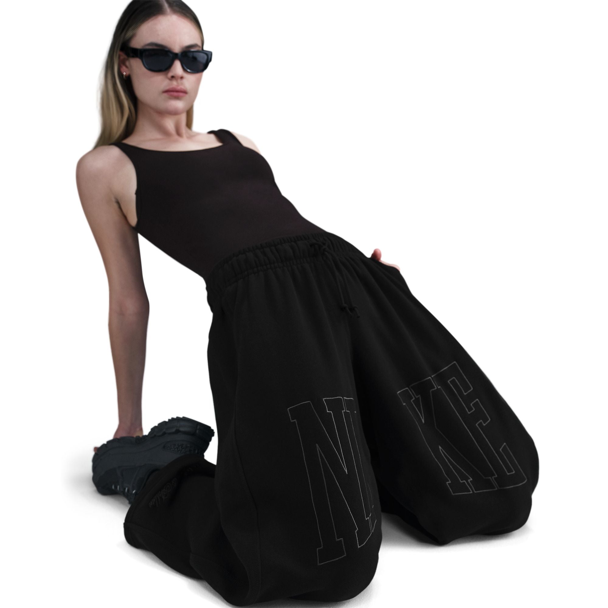 Mid-Rise Oversized Open-Hem French Terry Pants