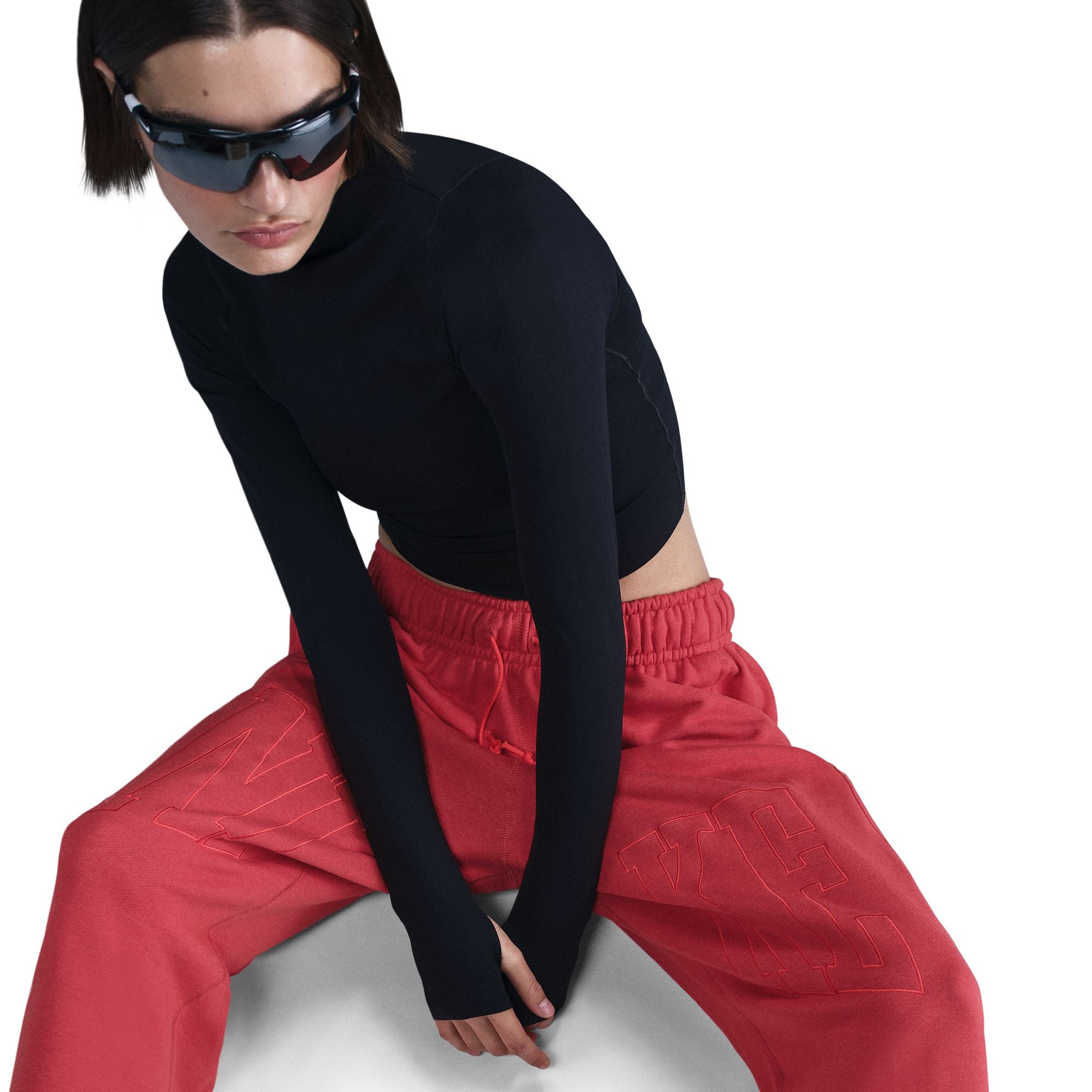 Mid-Rise Oversized Open-Hem French Terry Pants