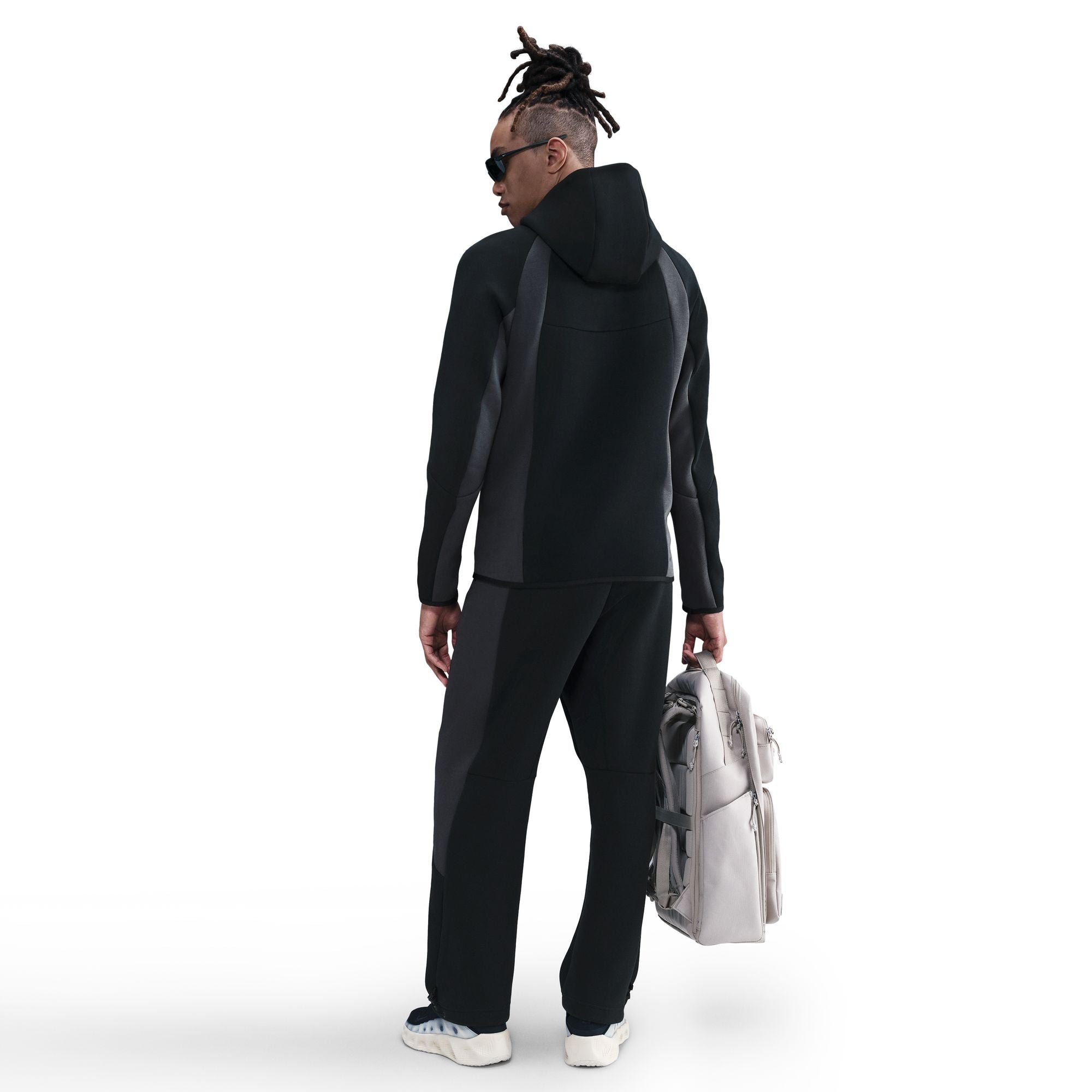 Tech Color Block Open Hem Fleece Black Pants