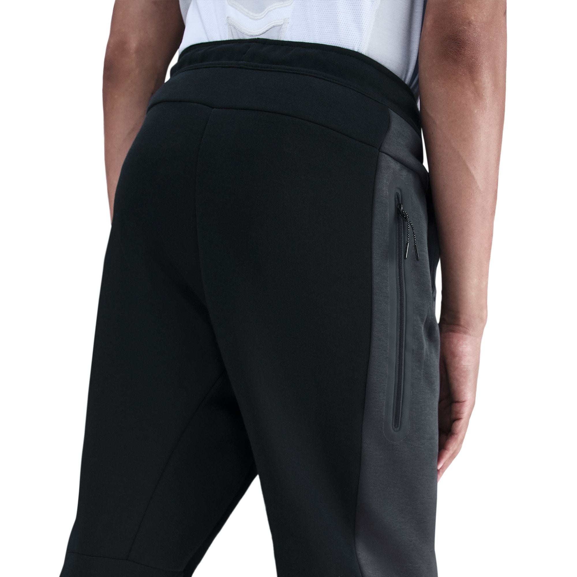 Tech Color Block Open Hem Fleece Black Pants