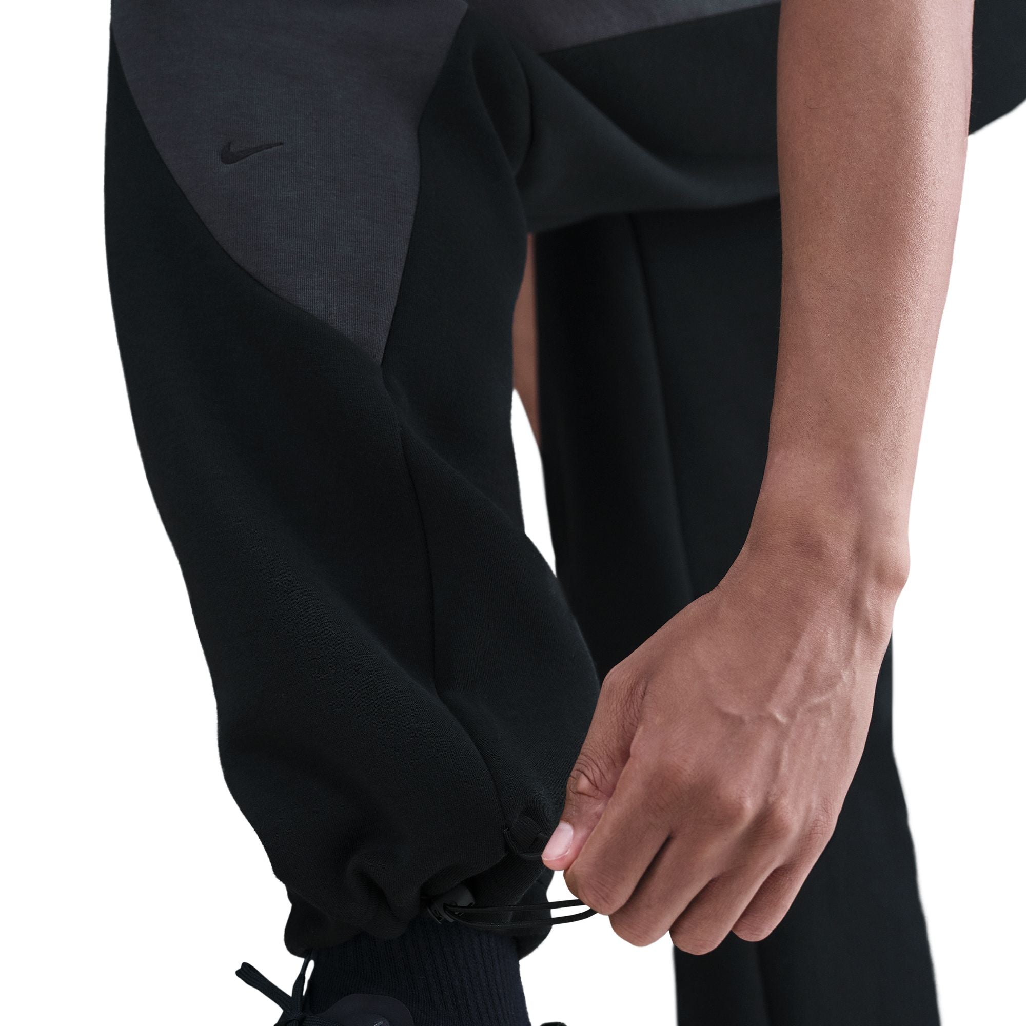 Tech Color Block Open Hem Fleece Black Pants