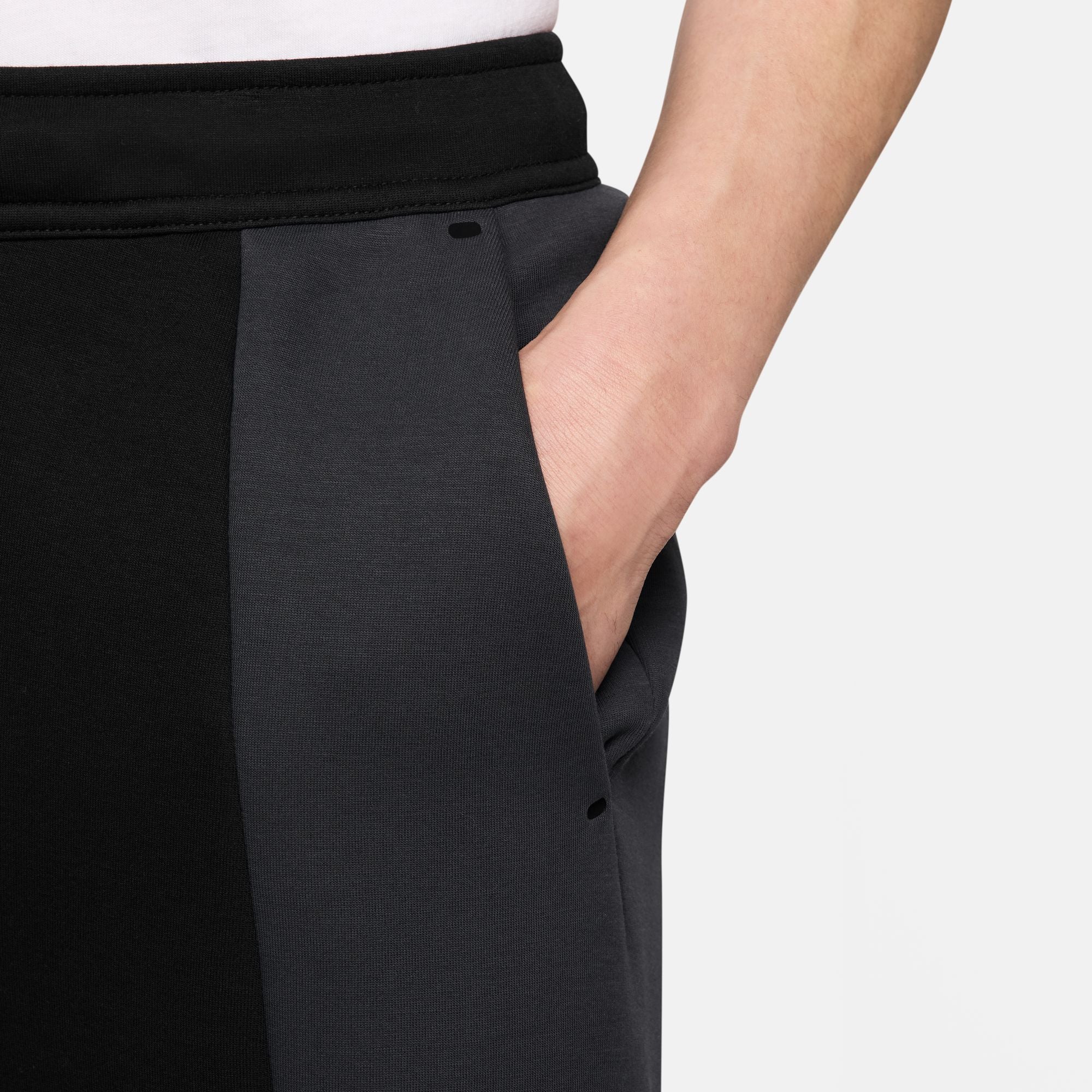 Tech Color Block Open Hem Fleece Black Pants