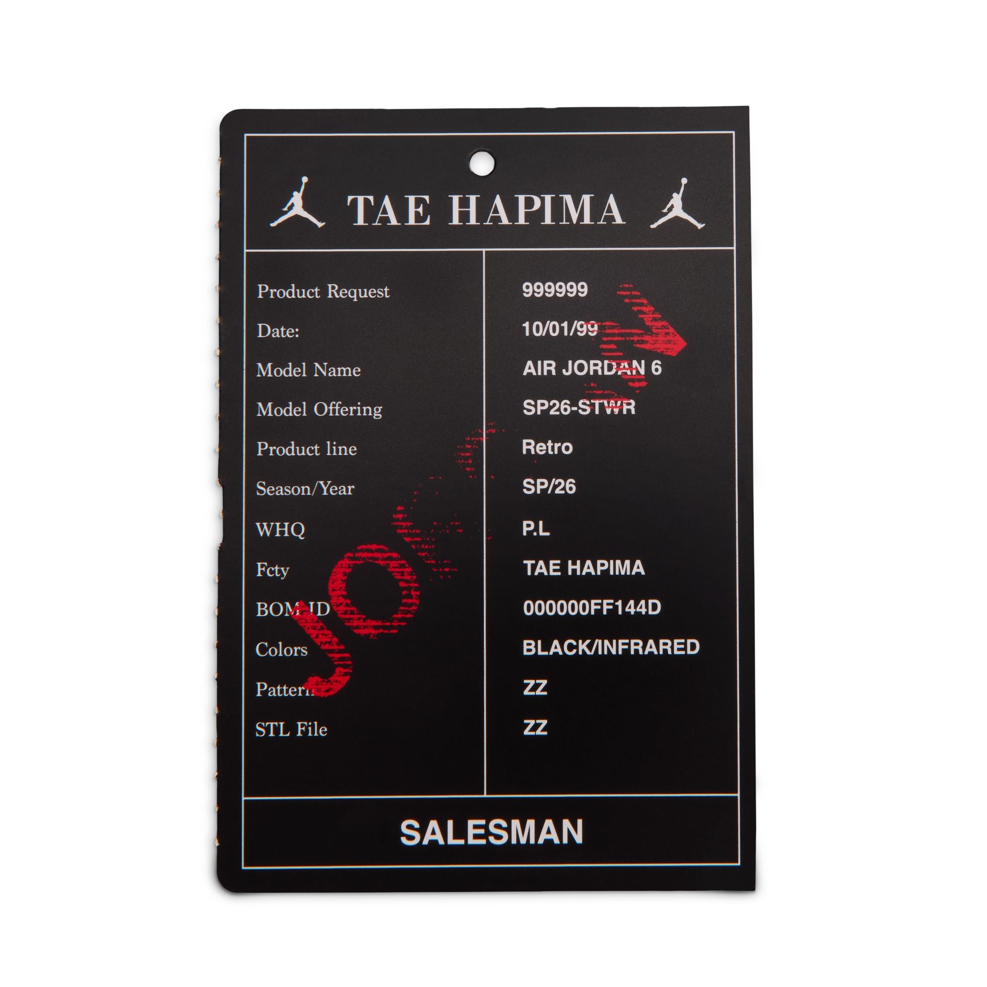 Air Jordan 6 Retro Infrared Salesman TD