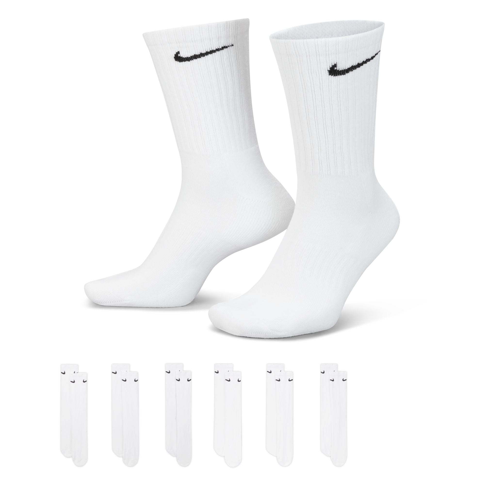 Everyday Cushioned Training 6 Pairs Crew White Socks
