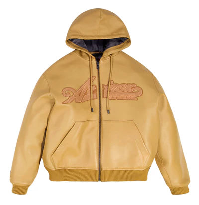 Script Nappa Brown Full-Zip Hoodie
