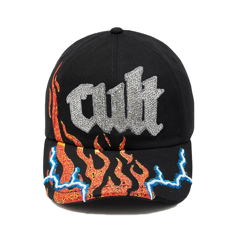 Cult Of Individuality-MESH BACK FLAME TRUCKER HAT-Black