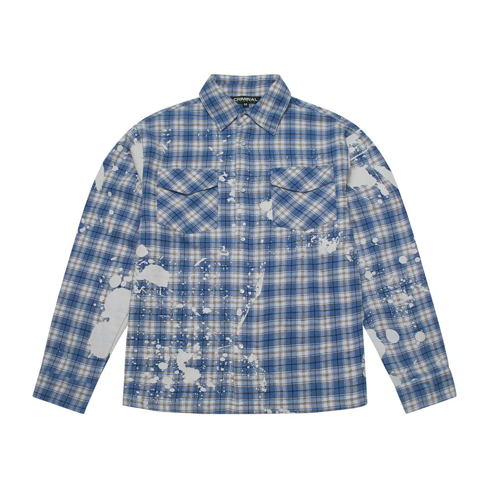 Bleached Plaid Blue Shirt