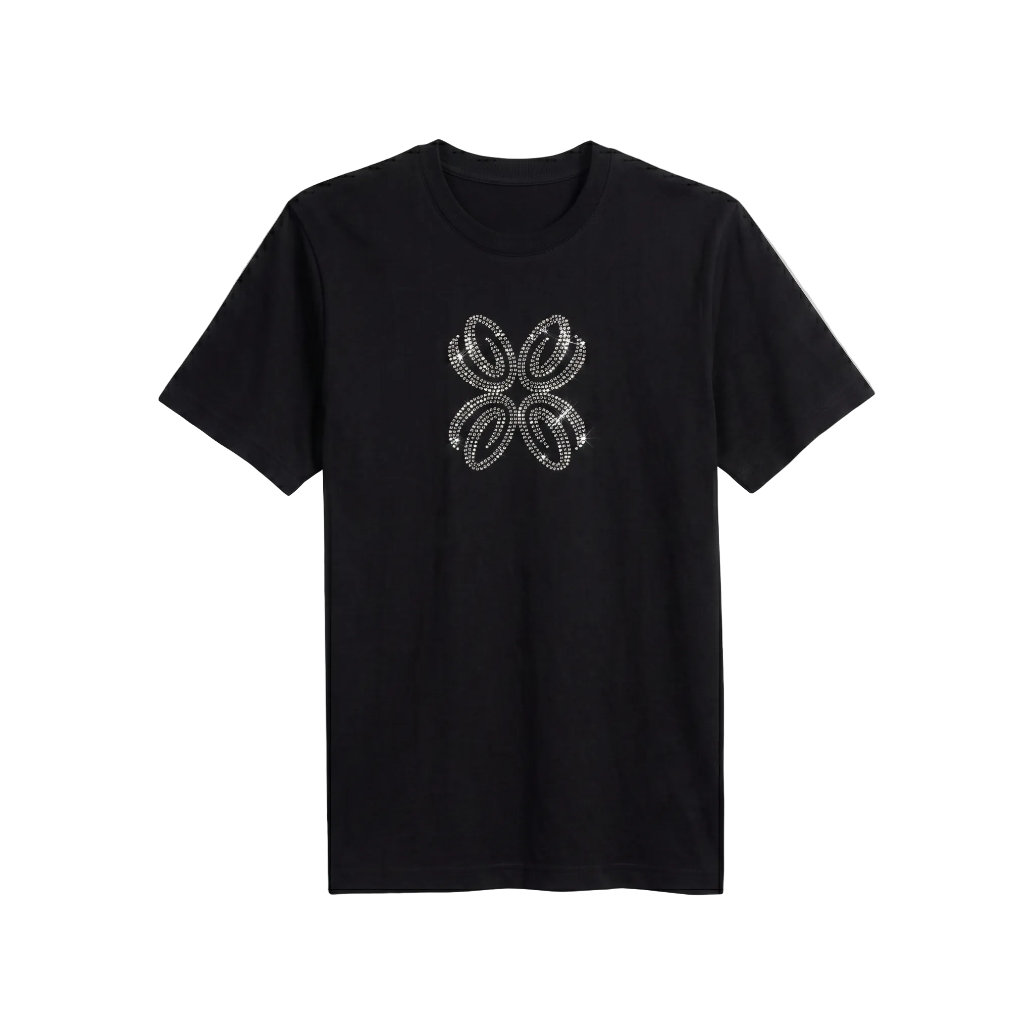 Only One Butterfly Rhinestone Black Tee