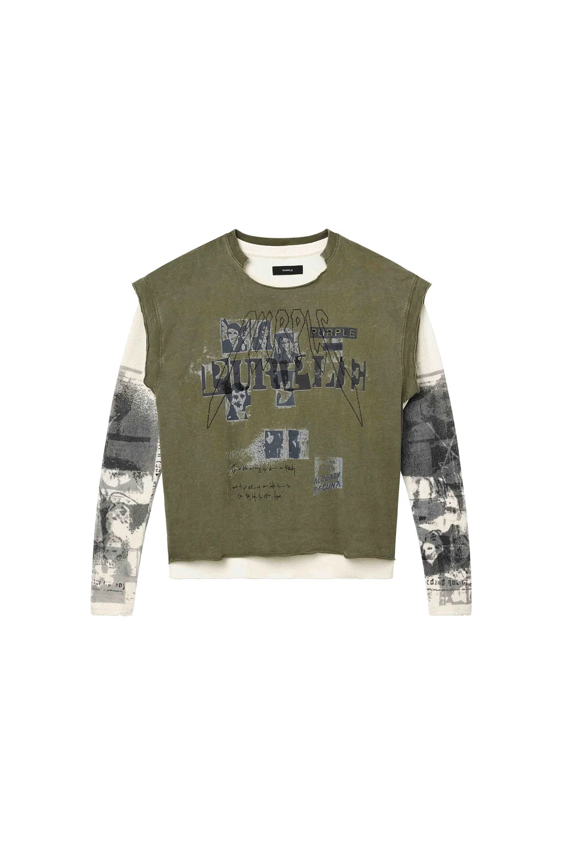 Purple-Clippings Double Layer Tee