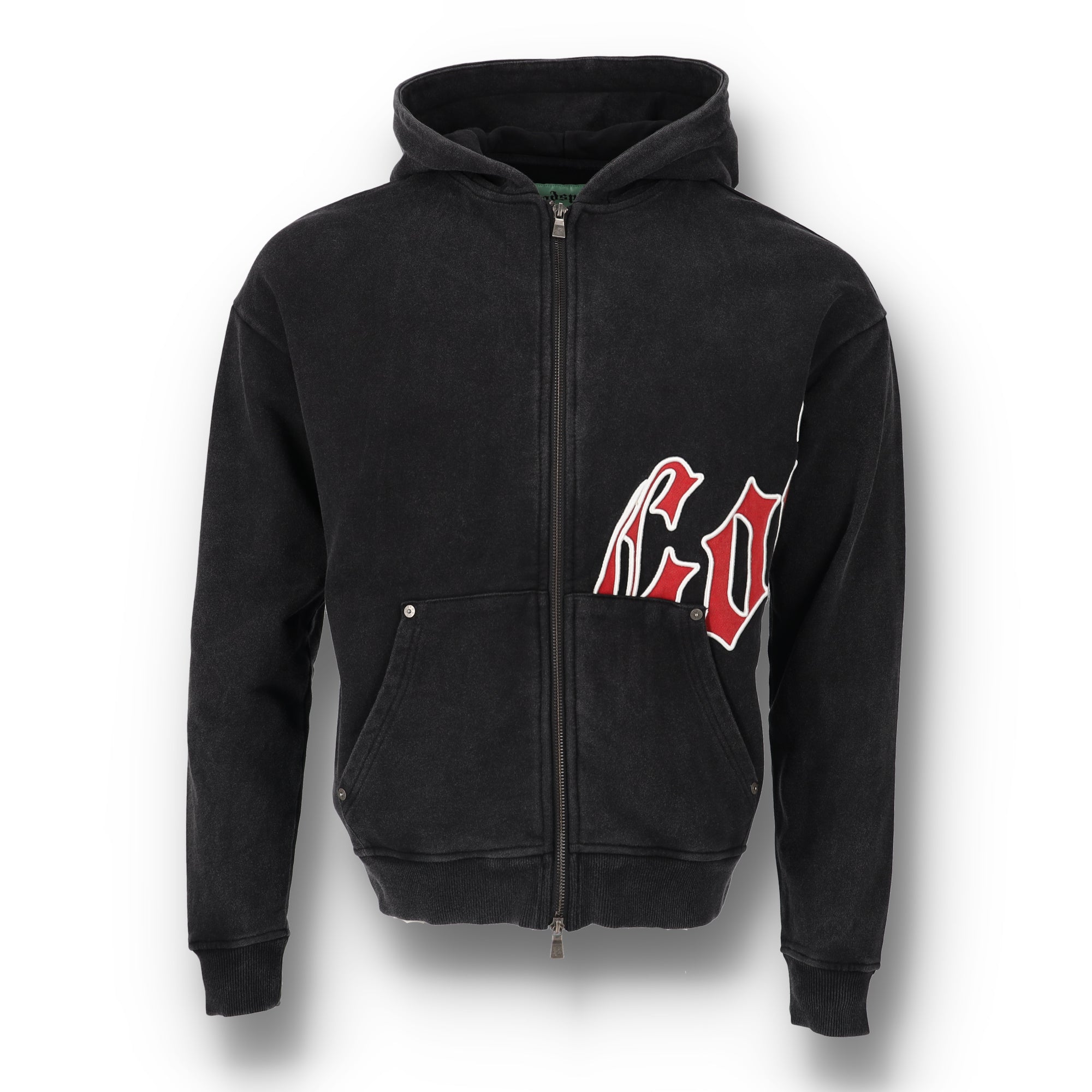 OG Logo V2 Black Red Full Zip Hoodie – WOODstack - Main Image