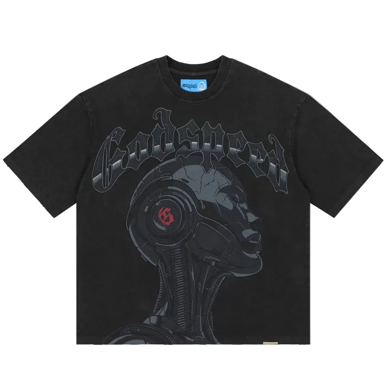 Godspeed New York-Alexa II LS NG Black Wash T-shirt-Black