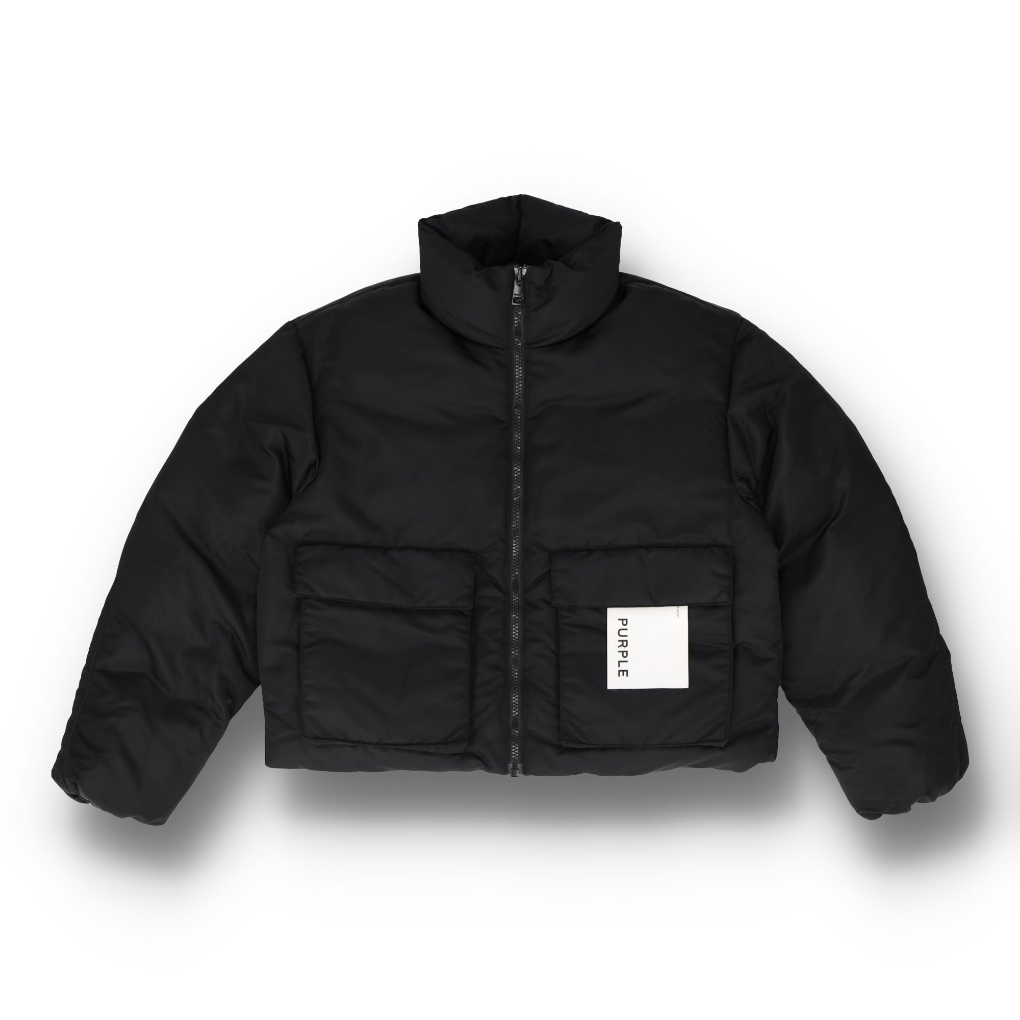 Twill Puffer Black Jacket