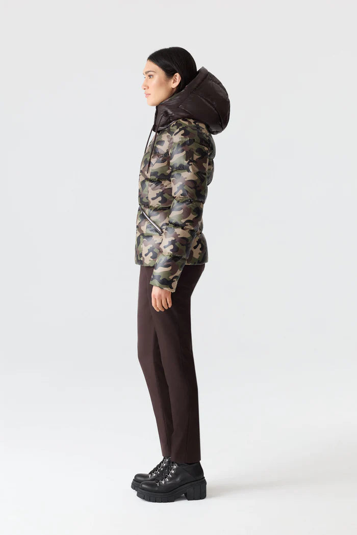 Down Green Camouflage Print Jacket