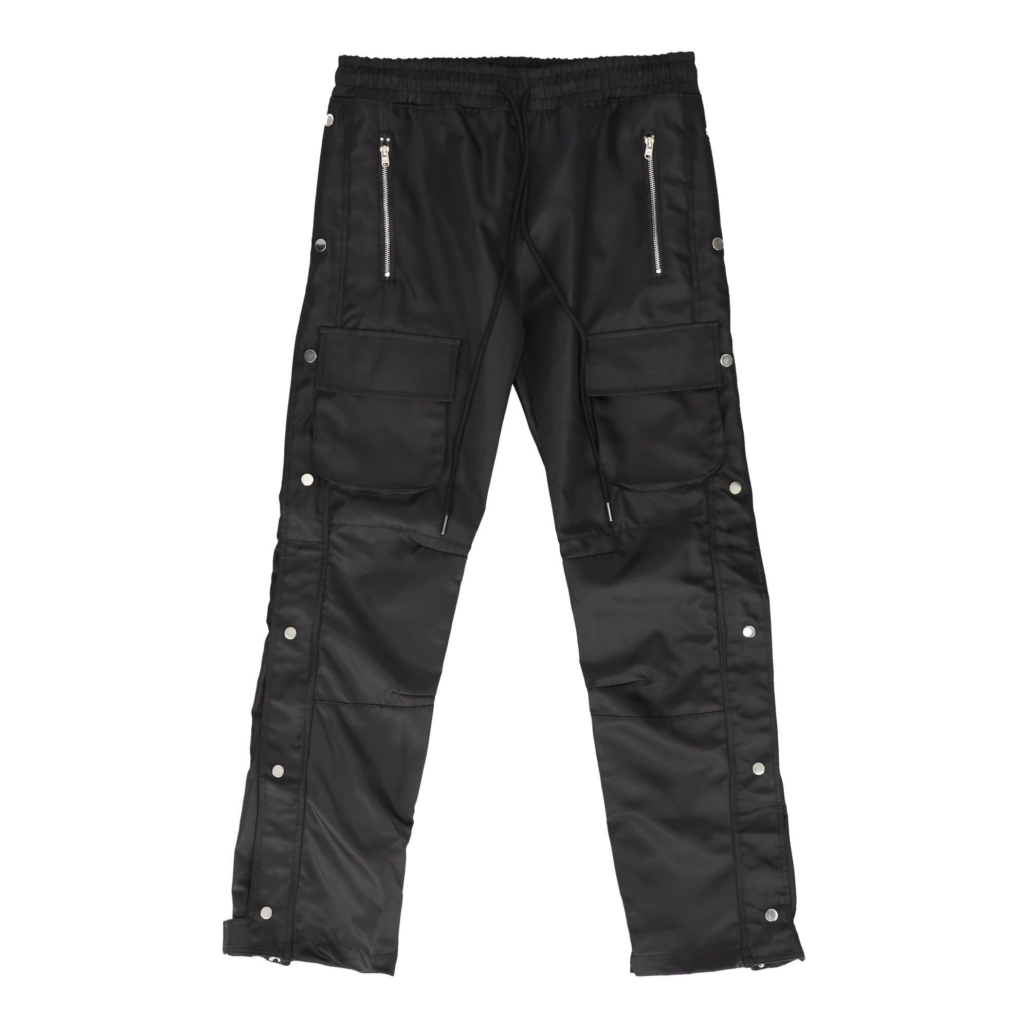 Snap Front Cargo Black Pants – WOODstack