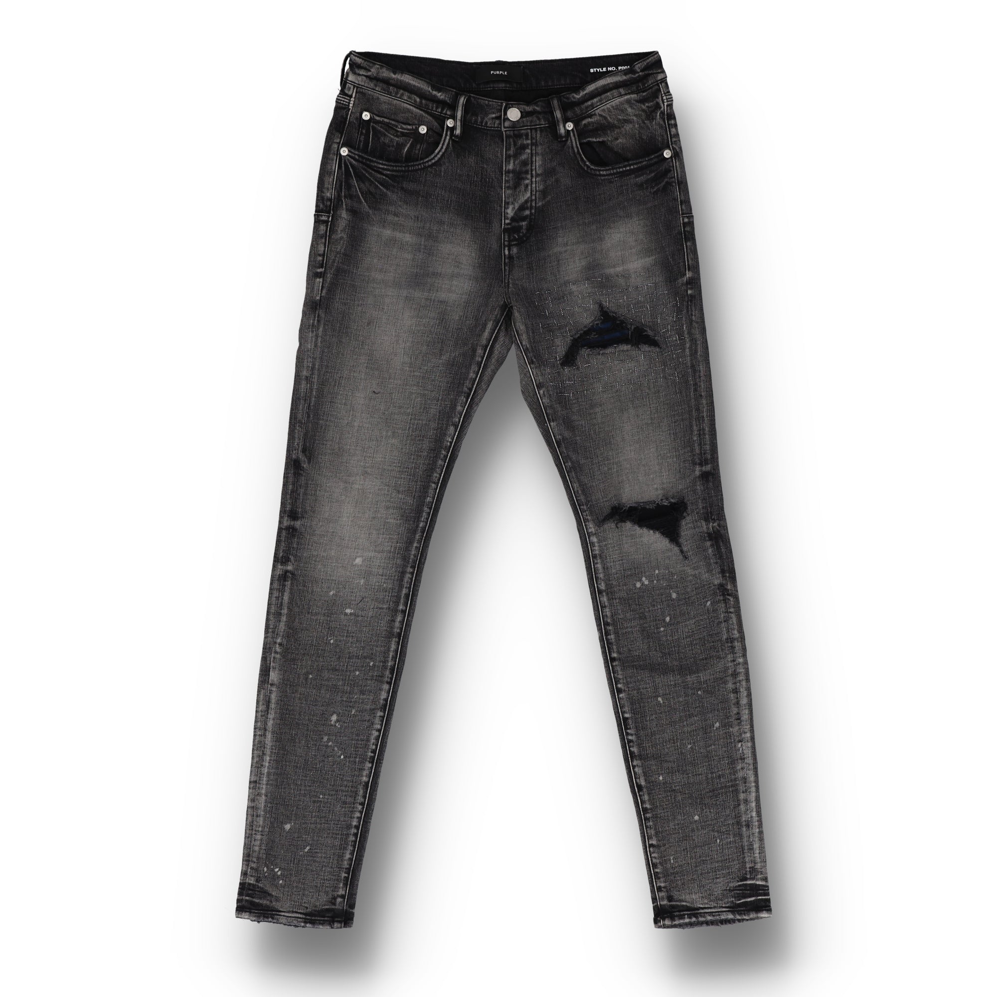 Skinny Plaid Patch Black Jean