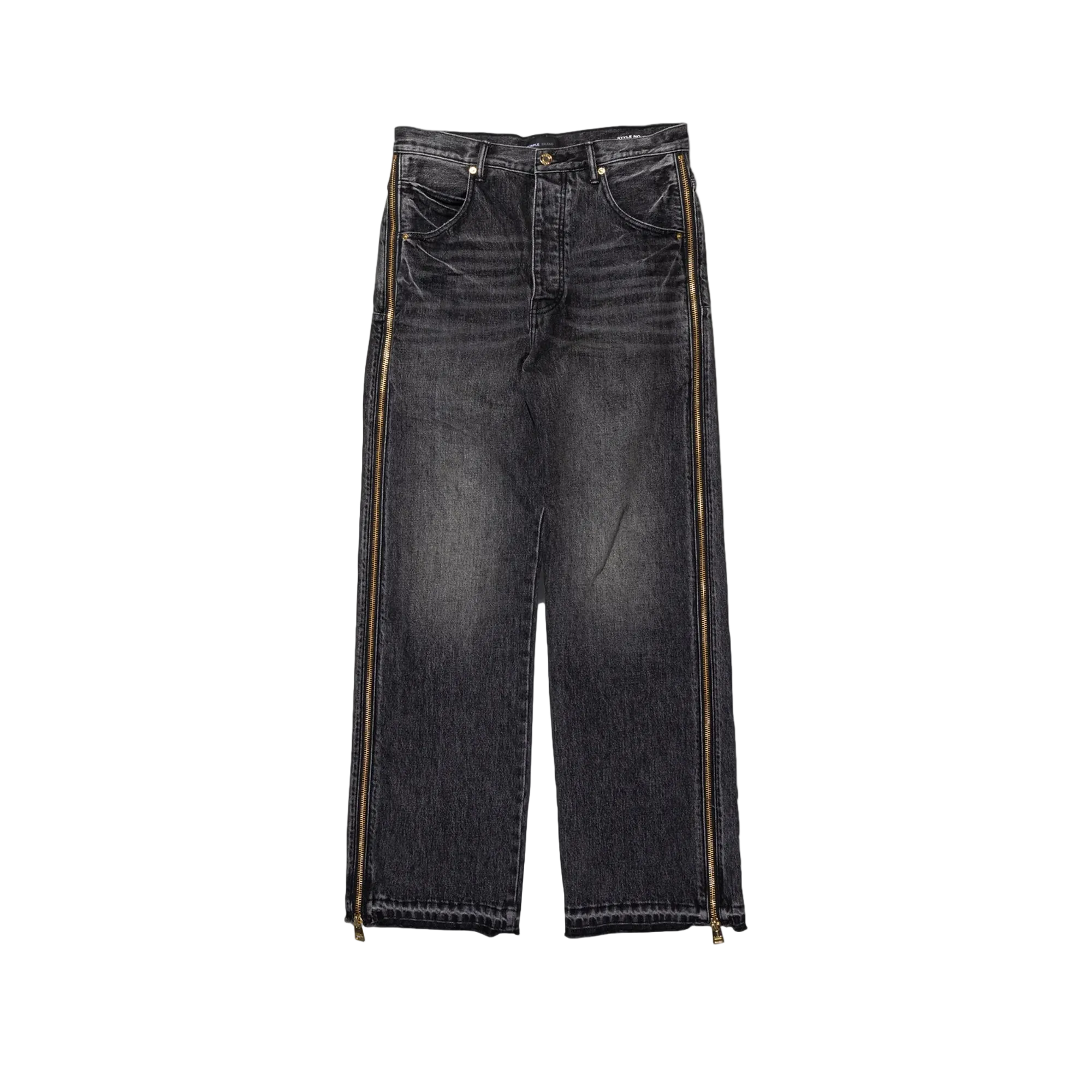 Full Side Zip Faded Denim Jeans