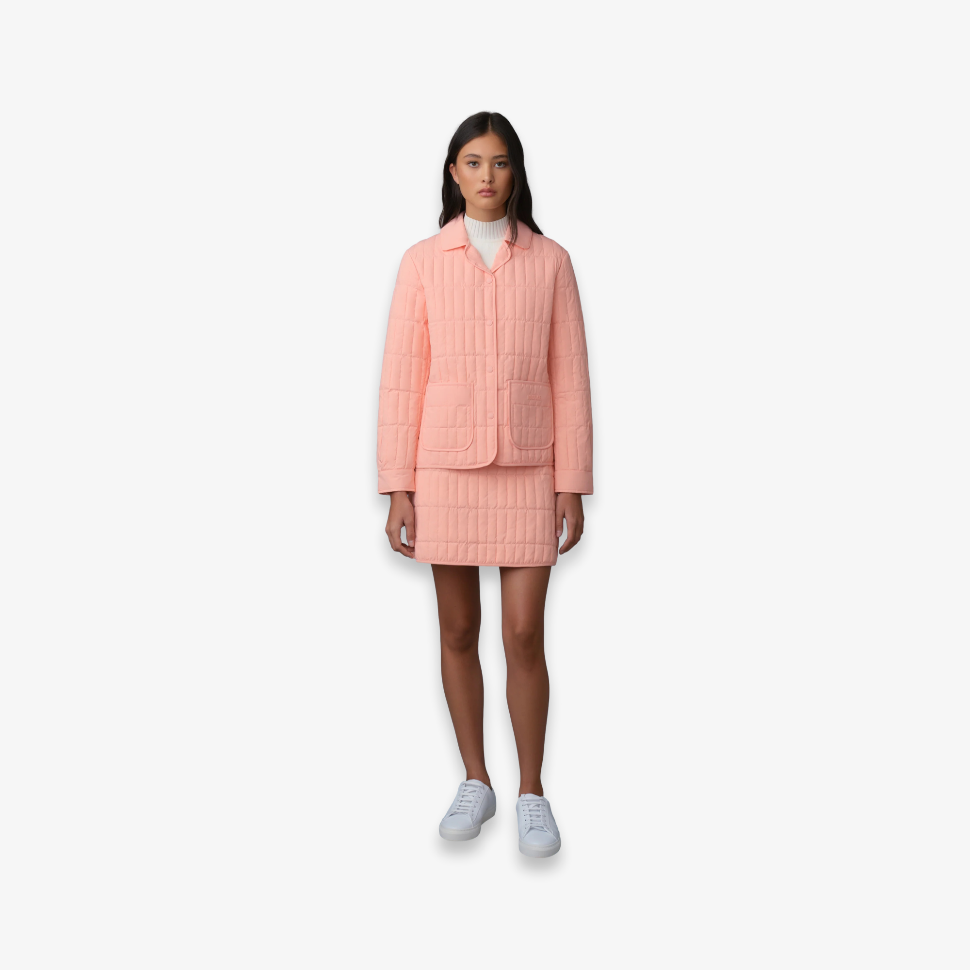 SIAN Vertical Quilted Jacket with Spread Collar