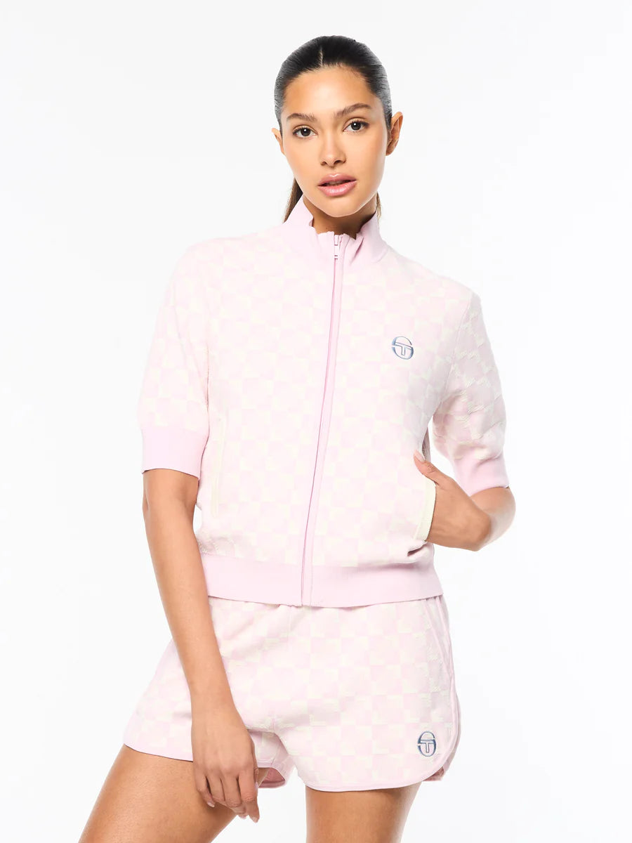 Leila Short Sleeve Track Jacket- Pale Mauve