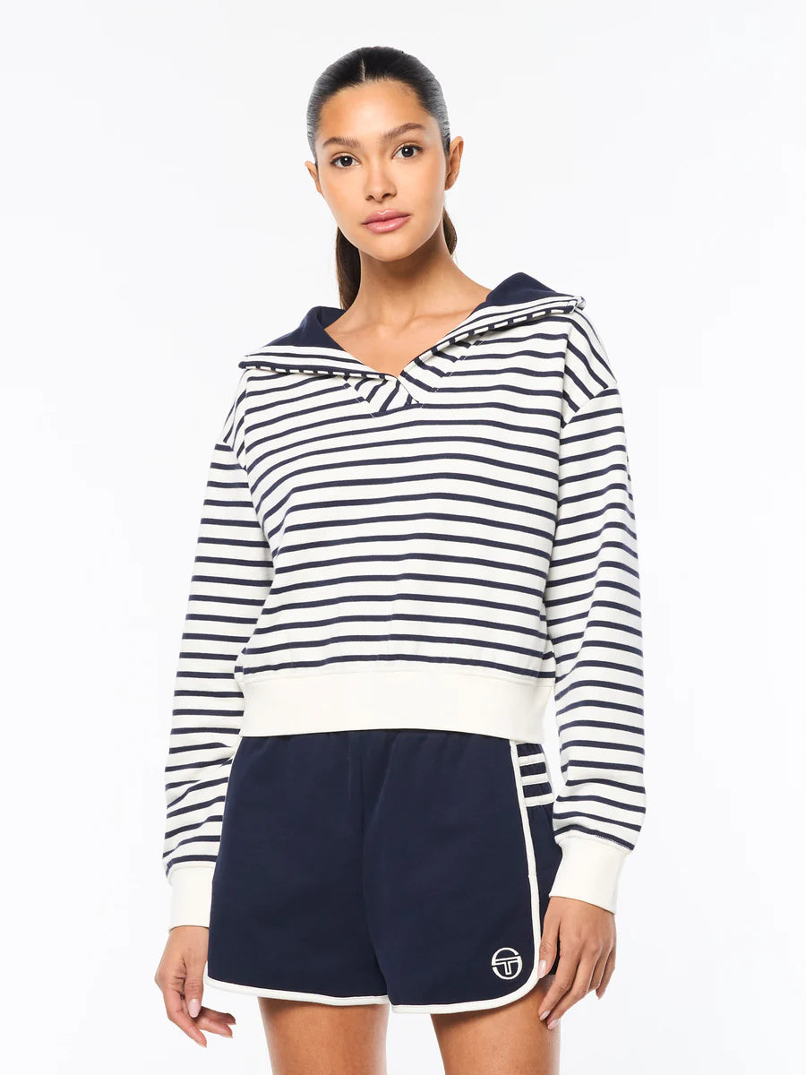 Marina Sailor Collar Sweatshirt- Gardenia
