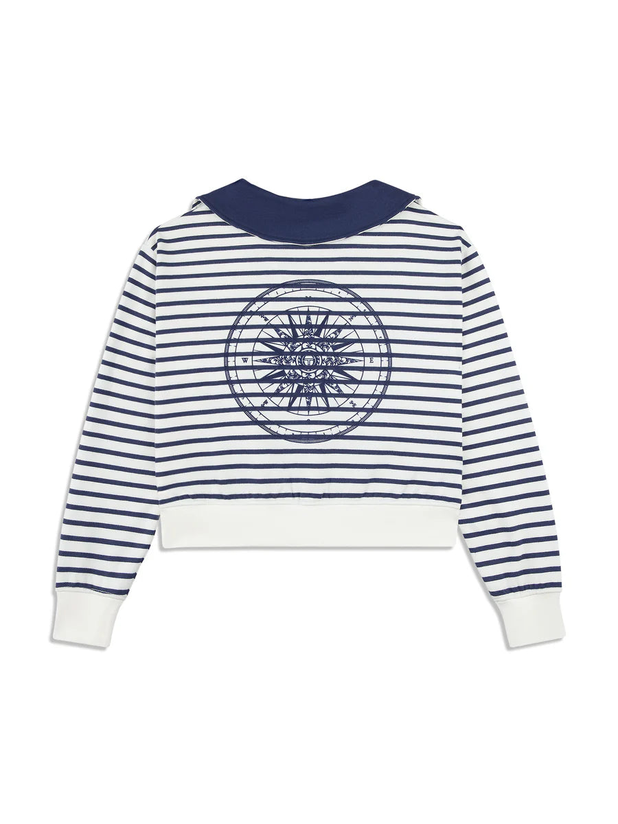 Marina Sailor Collar Sweatshirt- Gardenia