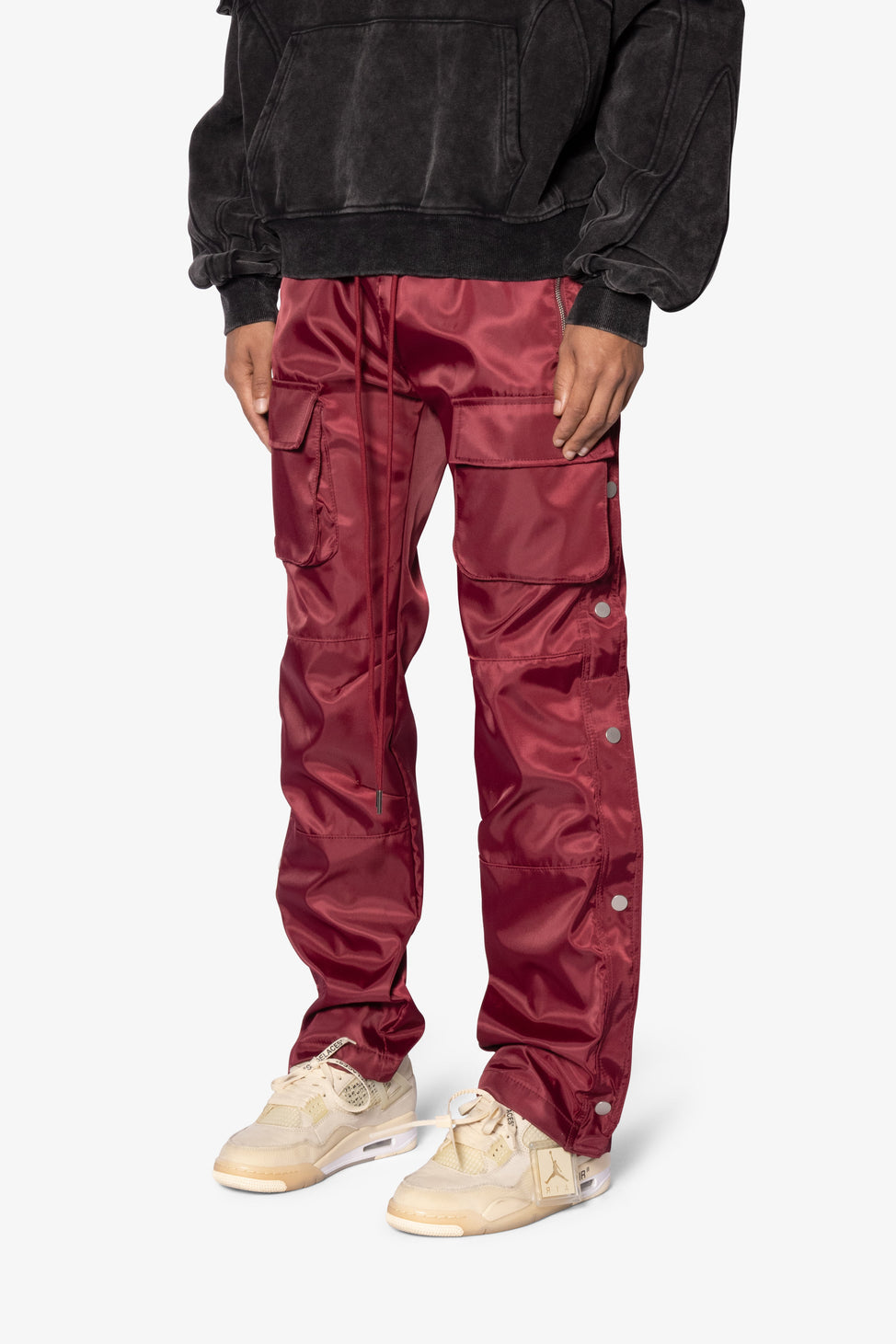 M2024-P532-RED-Men Snap Front Cargo Pants