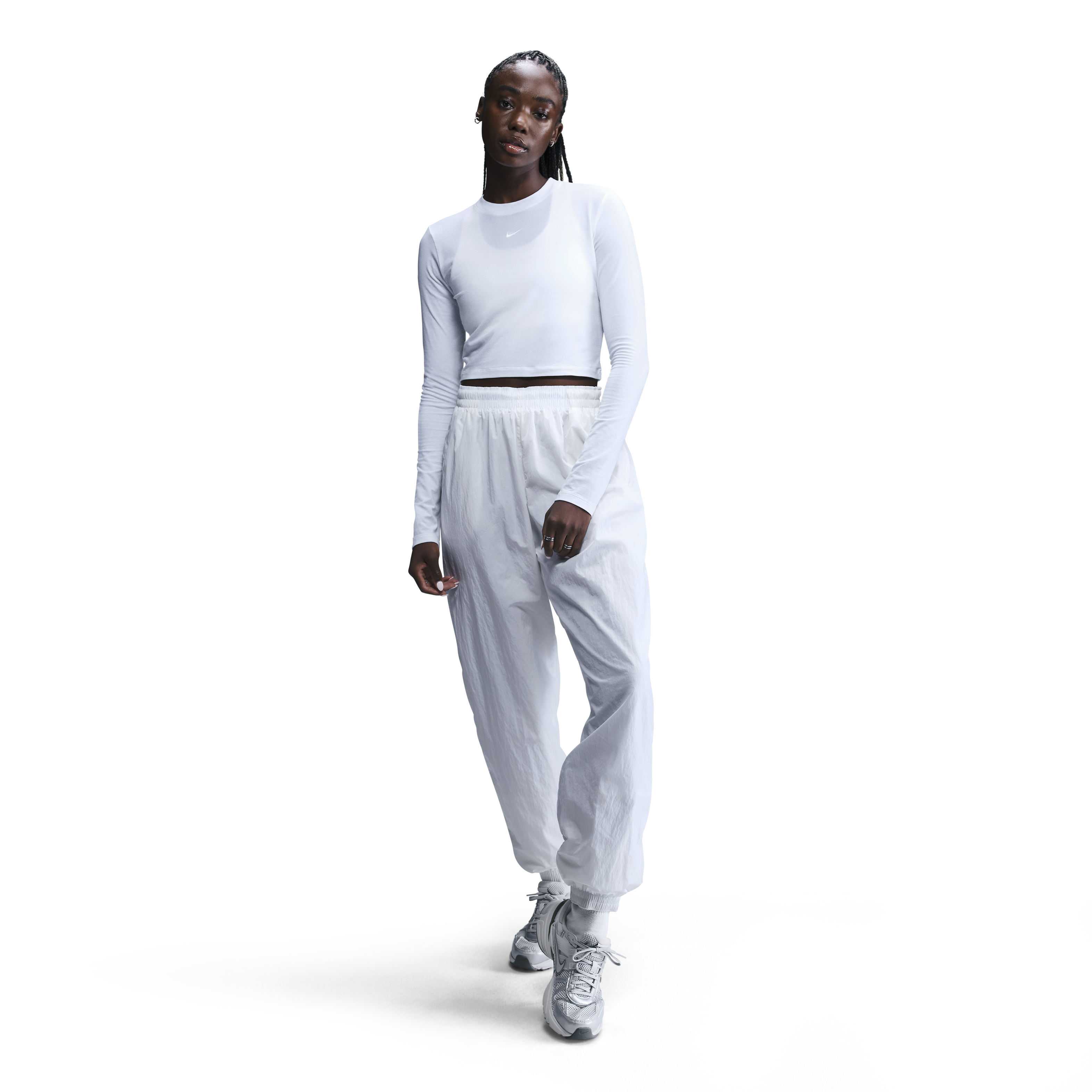 Nsw Chill Knit Slim LS Cropped Top White