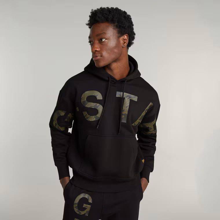 Embro Print Loose Pullover Hoodie