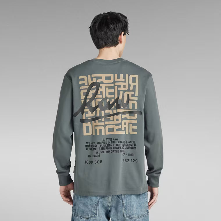 Tile Back Graphic Loose LS T-Shirt