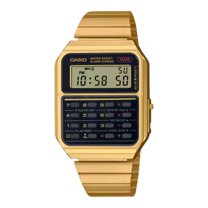 Data Bank 8-digit Vintage Gold calculator Watch CA500WEG-1AVT