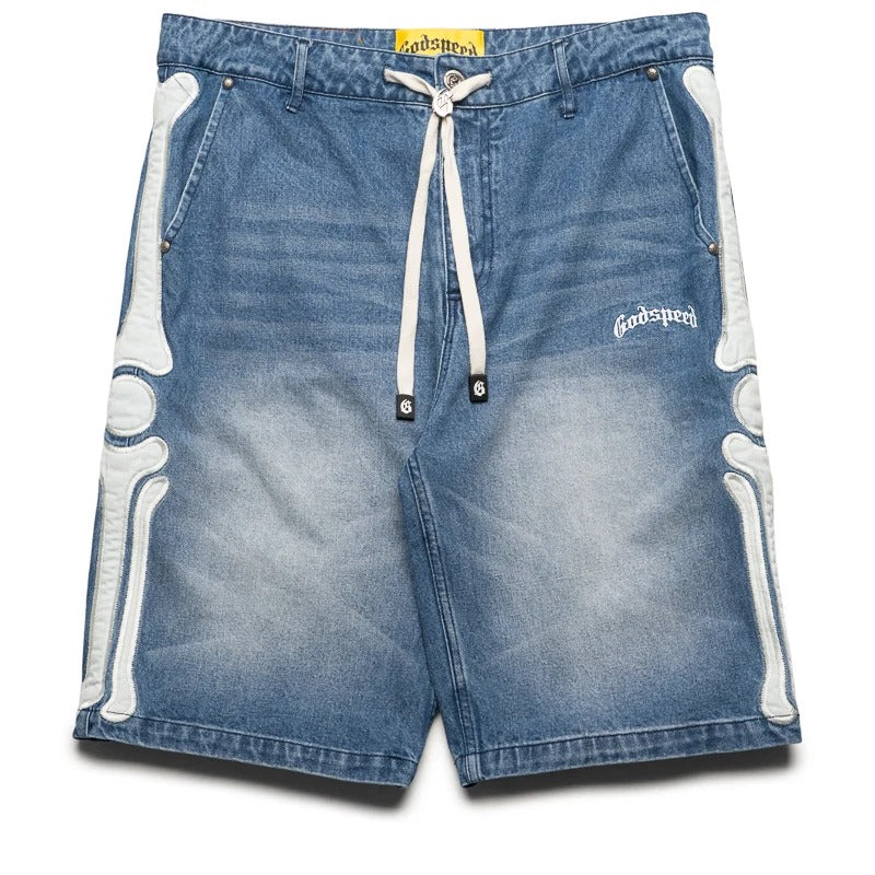 Fémur Frayed Blue Denim Shorts