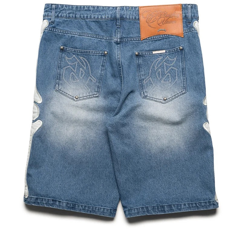 Fémur Frayed Blue Denim Shorts