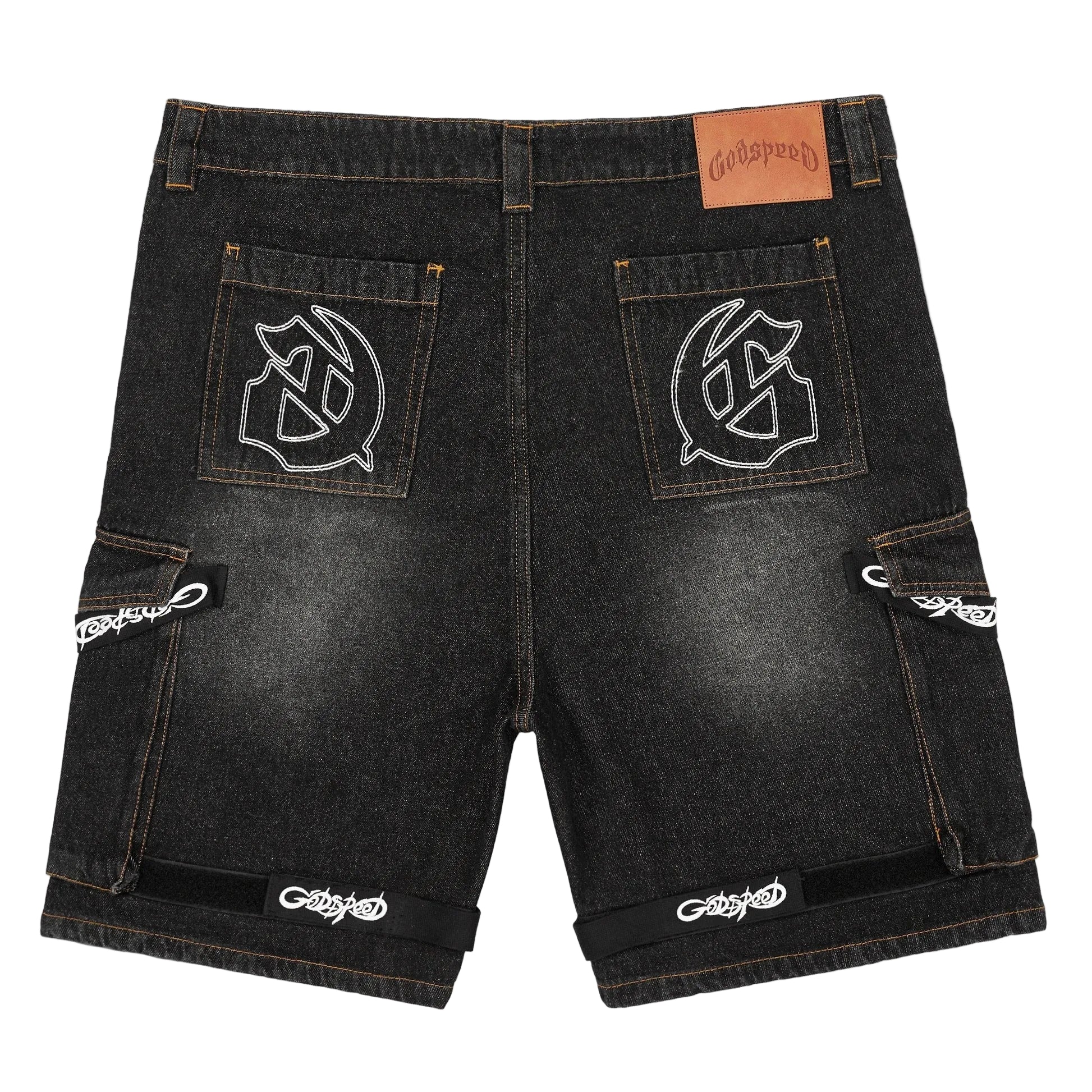 Utility Denim Black Shorts
