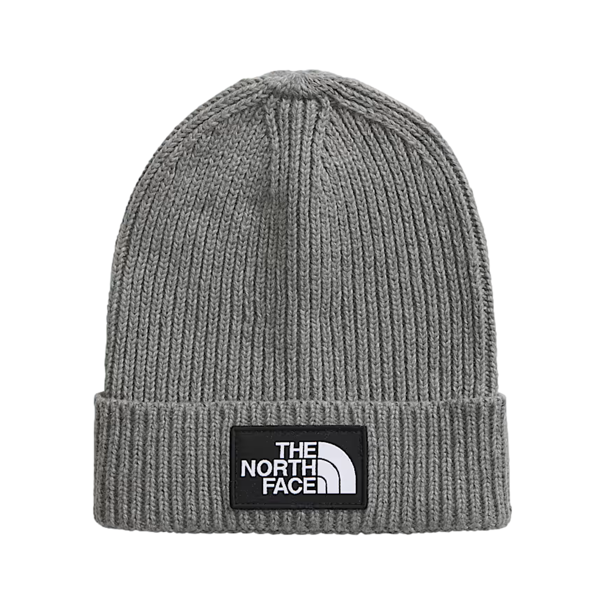 TNF Logo Box Cuffed Gray Beanie