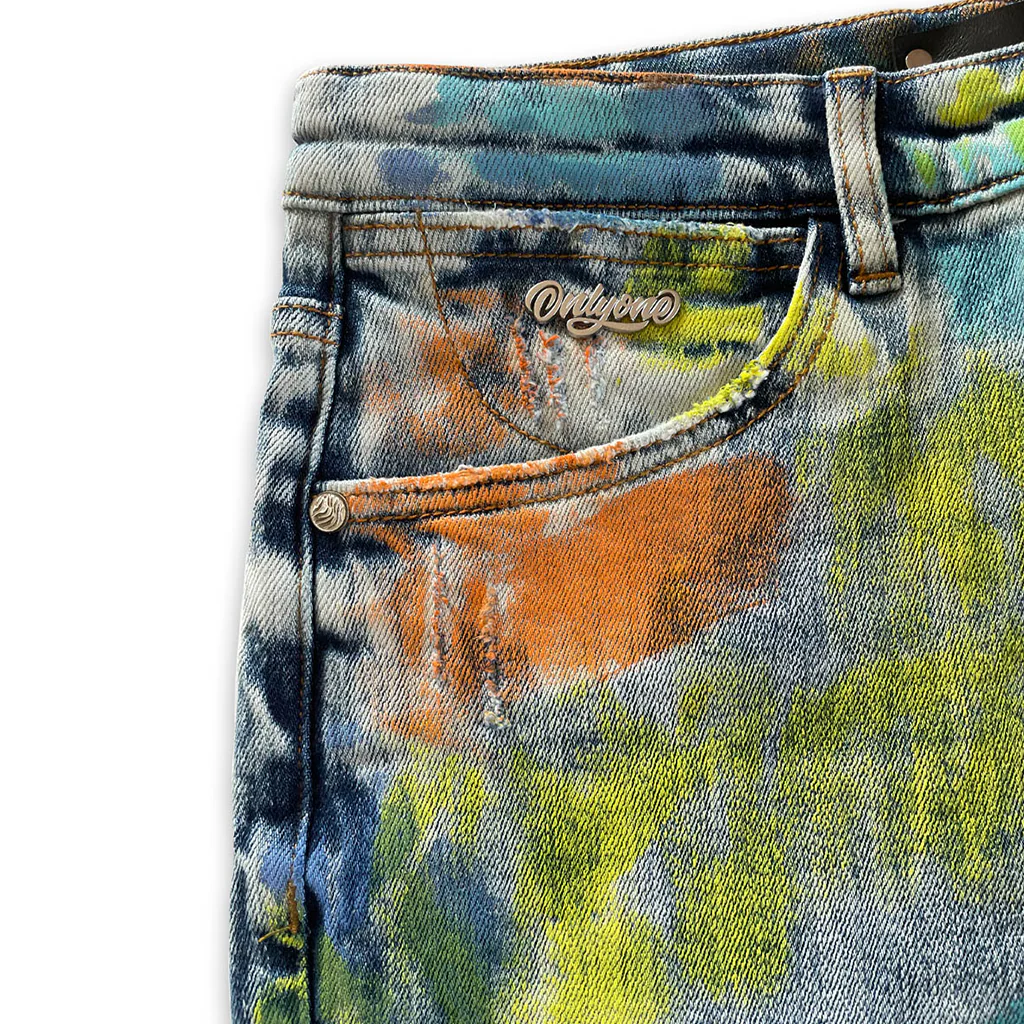 Long Island Zip Flair Splatter Jean