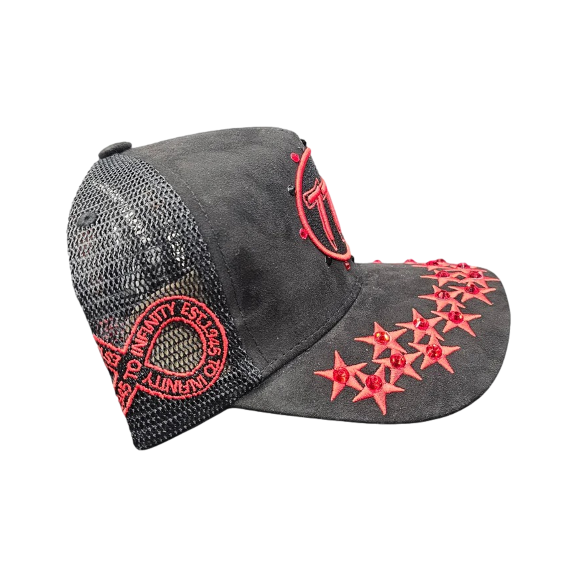 Diamond 777 Suede Trucker Black Red Hat
